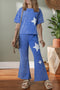 Retro Star Patched Wide Leg Cotton Lounge Set